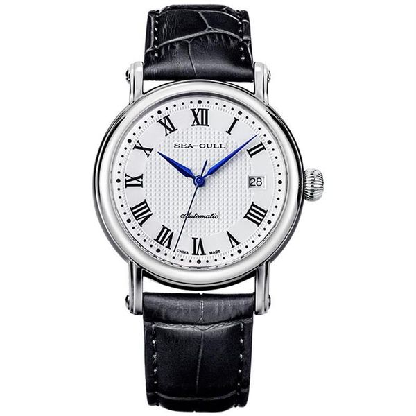 Montres Seagull authentiques pour hommes, 819 368, chiffres romains, guilloché, couronne d'oignon, aiguilles bleues, exposition arrière, automatique, montre-bracelet pour hommes, wa299w