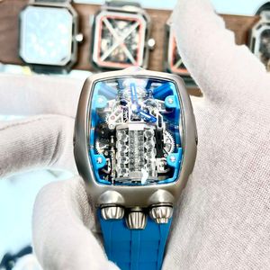 Véritable montre squelette à bracelet OEM pour hommes à remontage automatique Montres-bracelets mécaniques Carengine automatiques