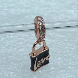 Pendentif cadenas d'amour en argent sterling véritable plaqué or 925 GPD adapté pour pendentif bracelet de perles bijoux 782508C01 bijou de mode