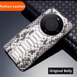 Echte Stringray Python lederen tas voor Huawei Mate 60 Pro+/60/50 Pearl Fish Skin Cover