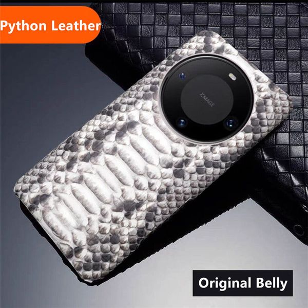 Étui en cuir véritable Stringray Python pour Huawei Mate 60 Pro +/60/50, housse en peau de poisson perlé