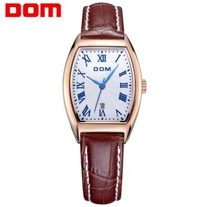 Echte Watch Brand Luxury Women Watches Dom G-1012 Business Rose Gold roestvrij staal dames kwarts kalenderpolhorloge215Q