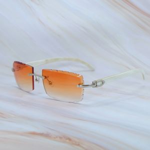 Echte witte buffelhoorn zonnebril Luxe Carter Designer Randloze zonnebril voor mannen en vrouwen Trending Product Diamond Cut Shades Eyewear Bril