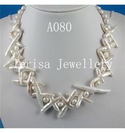 Echte witte kleur Cross Freshwater Pearl ketting 730mm 18039039 Fashion Lady039S Wedding Party Gift Jewelry3340955
