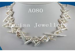 Echte witte kleur Cross Freshwater Pearl ketting 730mm 18039039 Fashion Lady039S Wedding Party Gift Jewelry8789169