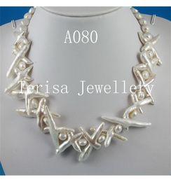 Echte witte kleur Cross Freshwater Pearl ketting 730mm 18039039 Fashion Lady039S Wedding Party Gift Jewelry4036286
