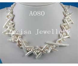 Echte witte kleur Cross Freshwater Pearl ketting 730mm 18039039 Fashion Lady039S Wedding Party Gift Jewelry7275374
