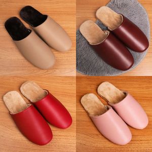 Echte slippers voor dames verkocht met doos vaste kleur koehide lederen dames glijdt originele kwaliteit