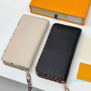 Véritable cuir long portefeuille imprimé léopard pochette pochette femme noir sac à main Retiro femmes luxe concepteur bandoulière