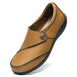 Geoeleph damesloafers, casual en comfortabel om op te stappen, platte schoenen, lederen rijschoenen met zachte top