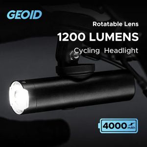 GEOID 8001200 Lumen Fiets Front Light Draaien Lens Waterdichte Fiets LED Zaklamp Type C Opladen Fietsen Koplamp 240311