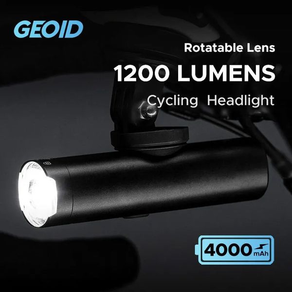 GEOID 8001200 Lumen vélo avant lumière rotation lentille étanche vélo lampe de poche LED TypeC charge cyclisme phare 240311
