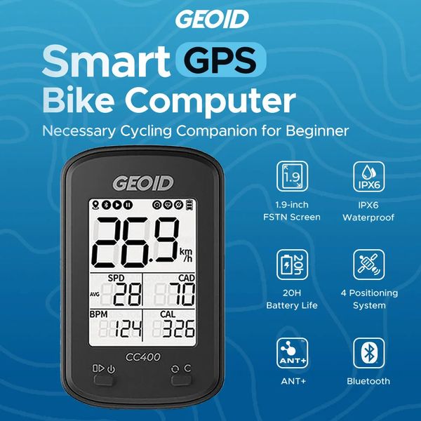 Geoid GPS Bike Computer Cycling Antbluetooth Wireless Bicycle Speedomètre étanche Road MTB Odomètre240410