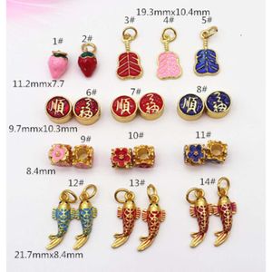 Geomancy Accessoire Gu Fa Shao Lan Sha Jin Dangglein geweven hand Strand Diy Accessoires Koper Geplateerde hangende stukken Goud Dripolie Zegen Smooth Ruyi Lock Koi