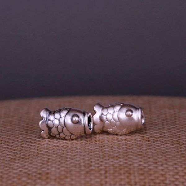 accesorio de geomancia koi anual tejido de pescado bricolaje puro sier joyería accesorios de pulsera jade bead bead cuerda