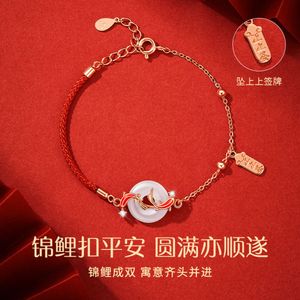 Geomancy Accessory Koi Hotan Jade Peace Buckle Sterling Girls 2024 Nieuw Sier Bracelet Cadeau voor moederdag