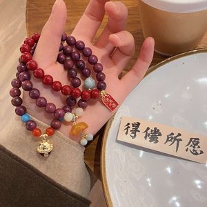 geomancía accesorio literario y arte nuevo estilo étnico chino estilo púrpura perilla madera koi brazalete de gato afortunado hembra