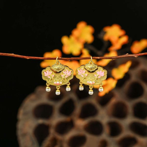 Geomancy accesorio s sier chapado con incrustaciones de oro ardor quemado koi ruyi listón goteo collar de pulsera de bricolaje pequeño accesorios versátiles