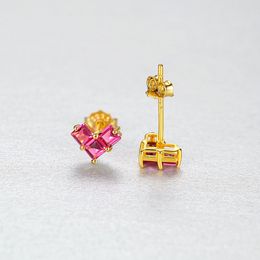 Geométrico colorido zircão coração s925 brincos de prata design criativo feminino brilhante zircão banhado a ouro 18k brincos moda versátil presente de joias de alta qualidade