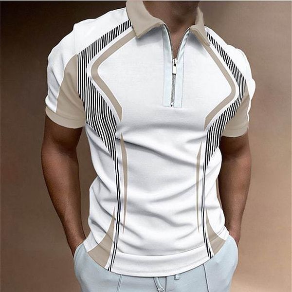 Polos à motif géométrique Polyester GEO Couleur Polo de golf uniforme Camiseta Polo pour hommes T-shirt imprimé Chemises en coton Polos de créateur Polo d'été à manches courtes
