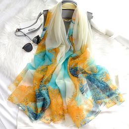 Geometric Elegant Chiffon Georgette Bandana Scarf Summer Beach Silk Feeling Travel Sun Protection Thin