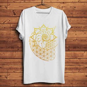 Lignes géométriques de Fibonacci Ammonite Mandala drôle geek t-shirt Hommes nouveau Blanc à manches courtes Casual T Shirt Unisexe geeker streetwear G1222