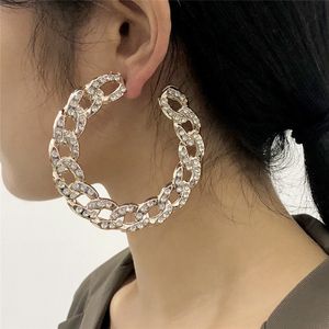 Geometrische onregelmatige hoepel Huggie Dames Oorbellen Zinklegering + Rhinestone Earring Sieraden E8948