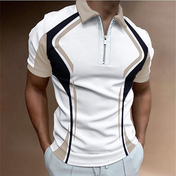 Polos géométriques pour hommes Imprimé Ratio T-shirt Col à revers Chemises en coton pour hommes Polos de créateurs T-shirt Mode Modèle d'affaires À manches courtes Sports d'été Polo décontracté