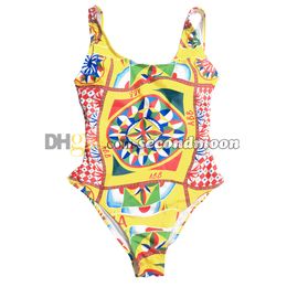 Maillot de bain imprimé géométrique pour femmes, couleur contrastée, maillot de bain pour surf et plongée, lettres imprimées, vêtements de plage