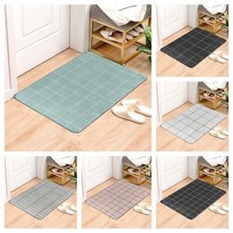 Carrés géométriques tapis anti-dérapant bienvenue tapis de sol imprimé tapis de salle de bain absorbant l'eau tapis de cuisine décor à la maison tapis 220504