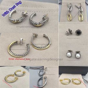 Pendientes geométricos de perlas Pendientes de moda Joyería de aro Venta al por mayor Boda de lujo Cristal Rhinestone Cuelga Pendiente Diseñador para mujeres 2023 Bolsa de polvo de orecchini de moda