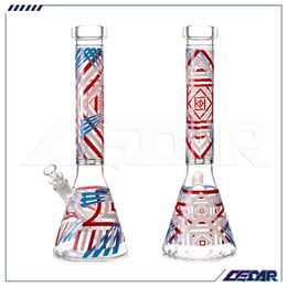 Style géométrique 16 pouces Verre fumer la pipe à arrosage de glace Pipeaux de narguilé en verre de bec de verre avec tube inférieur + bol de 14 mm