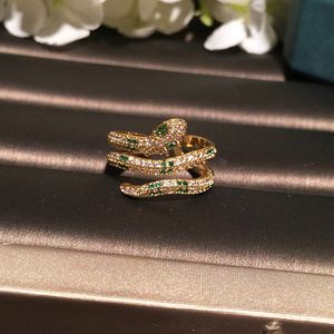 Geometrische stijlvolle dierenslangringen mode sprankelende ontwerper diamanten zirkonia koperen bandring voor dames meisjes open verstelbaar