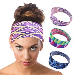 Geometrische stropdas Dye Cycling Yoga Sport Headband Dames Zweetband voor mannen Women Yoga Hair Bands Head Sweat Bands Sports