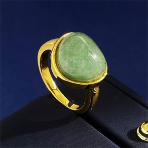 Geometrische driehoeksring Vintage Palace Natural Jade Jade Agate Tigereye Stone Vintage Ring