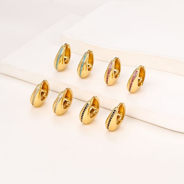 Diamants d'oreille en forme de U géométriques Micro-boucles de boucles d'oreilles en zirconium en zirconium de couleur amentier européenne