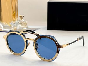 Montre géométrique lunettes de soleil pour femmes hommes or métal bleu lentille unisexe été lunettes Gafas de Sol UV400