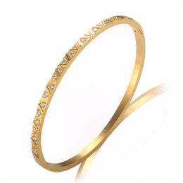 Bracelet géométrique de luxe en Zircon cubique pour femmes, marque fine en acier inoxydable, bijoux de mariage