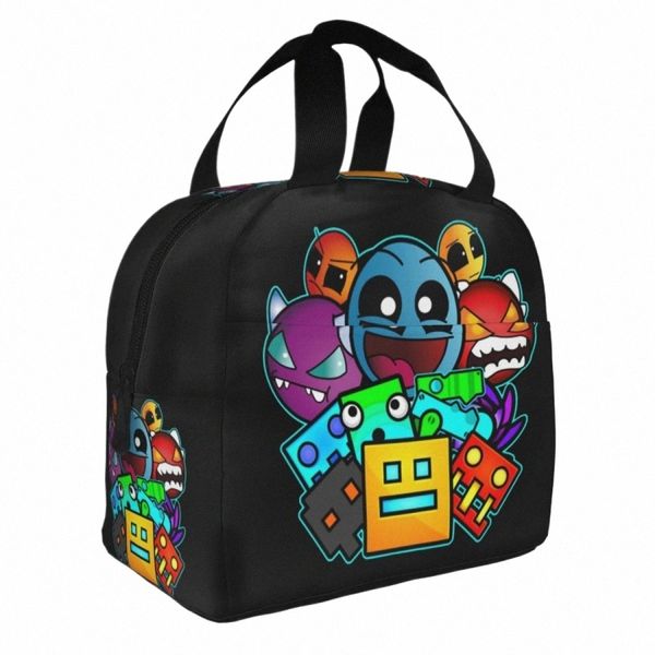 Géométrie Cube Gaming D Sac à lunch isolé Old School High Captive Captain Coiner Sac à lunch Boîte à lunch Tote Bureau Voyage P41M #