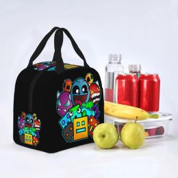 Géométrie Cube Gaming Dash Old School Isulater Sac à lunch High Capile Lunch Container Color Board Lank Box Tote Bureau Voyage