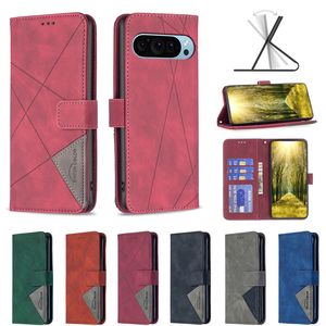 Geometrie lederen portemonnee hoesjes voor Google Pixel 9 9pro One Plus 12 Pro Xiaomi 14 13C K70 K70E Geometrische lijn Verticale houder ID-kaartsleuf Hybride Flip Cover Kickstand Pouch