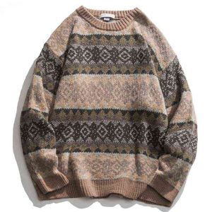 Géométrie hommes pull nouveau automne hiver Hip Hop pull Streetwear imprimer hauts pullover Harajuku Couple pull 2021 T220730