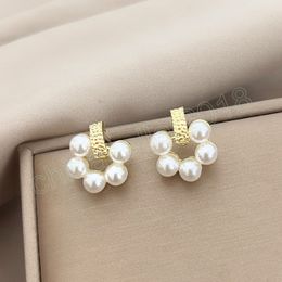 Geometrie vierkant gouden kleur Studionrings mode parel ronde bloem oorbellen voor vrouwen meisjes elegant sieraden cadeau