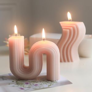 Vela única geométrica con forma de onda S, velas de aromaterapia, Fragancia casera, accesorios de fotografía geométricos, adornos, velas, regalo