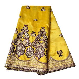 George dentelle tissu femmes africaines couture jaune broderie florale robe en soie 2023 haute qualité 5 mètres robe de soirée textile nigérian dame costumes robe de soirée YQ-5025