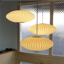 George Nelson Bubble Saucer Lamp E27 LED Witte Zijden Hanglamp Witte Zijde Platte Bal Hanglampen Lamp Witte Zijde Hangende Ligh211p