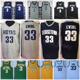 Georgetown Hoyas Basketball College 33 Allen Iverson Jerseys 3 University High School Shirt All Stitched Team Black Gray Green Geel Blauw Wit Ademend NCAA