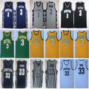 Georgetown Hoyas Basketball College 33 Allen Iverson Jerseys 3 University High School Besiktas Cola Turka uit Turkije Turks shirt allemaal gestikt NCAA