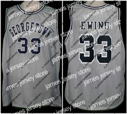 Georgetown Hoyas College Patrick Ewing #33 grijze retro basketbaltrui heren Ed Custom elk nummer