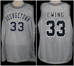 Georgetown Hoyas College Patrick Ewing # 33 Gray Retro Basketball Jersey Mens Ed Custom Any Number Name Jerseys
